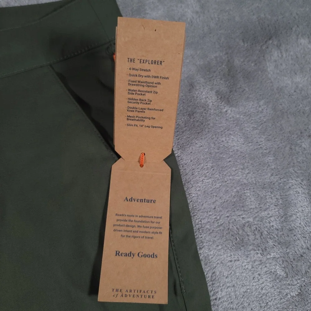 Roark Explorer Adventure Pants Mens 28 X 31 Dark Military‎ Green Quick Dry Chino
